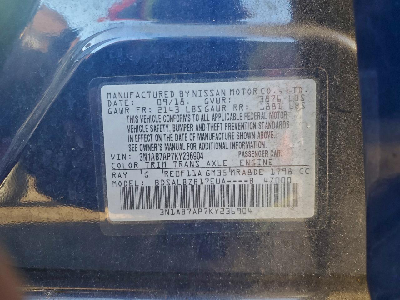 2019 NISSAN SENTRA S photo 37