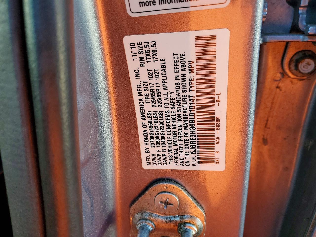 2011 HONDA CR-V LX photo 34