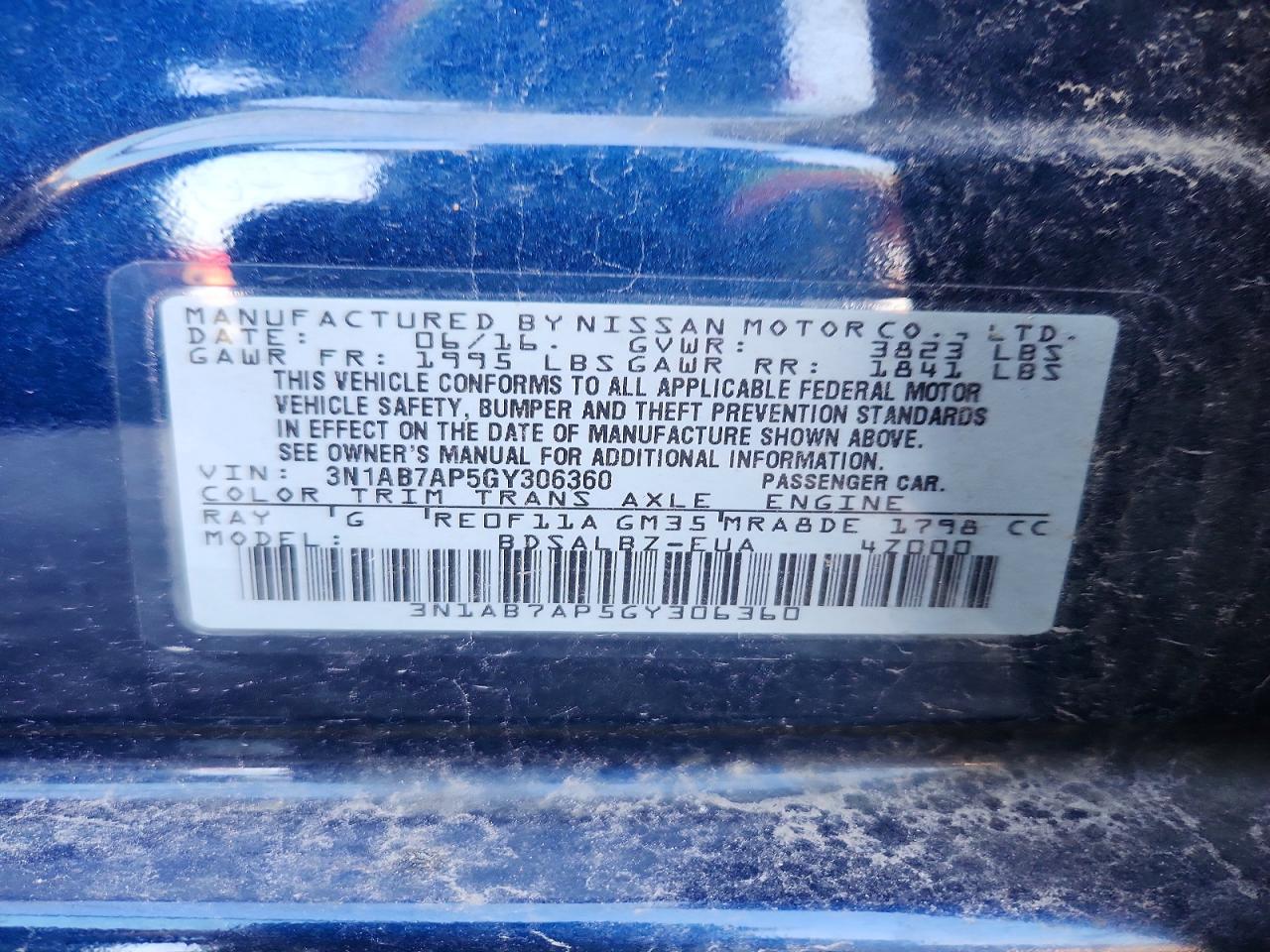 2016 NISSAN SENTRA S photo 12
