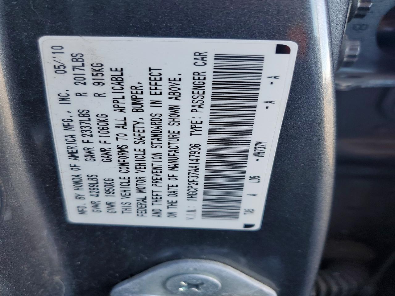2010 HONDA ACCORD LX photo 13