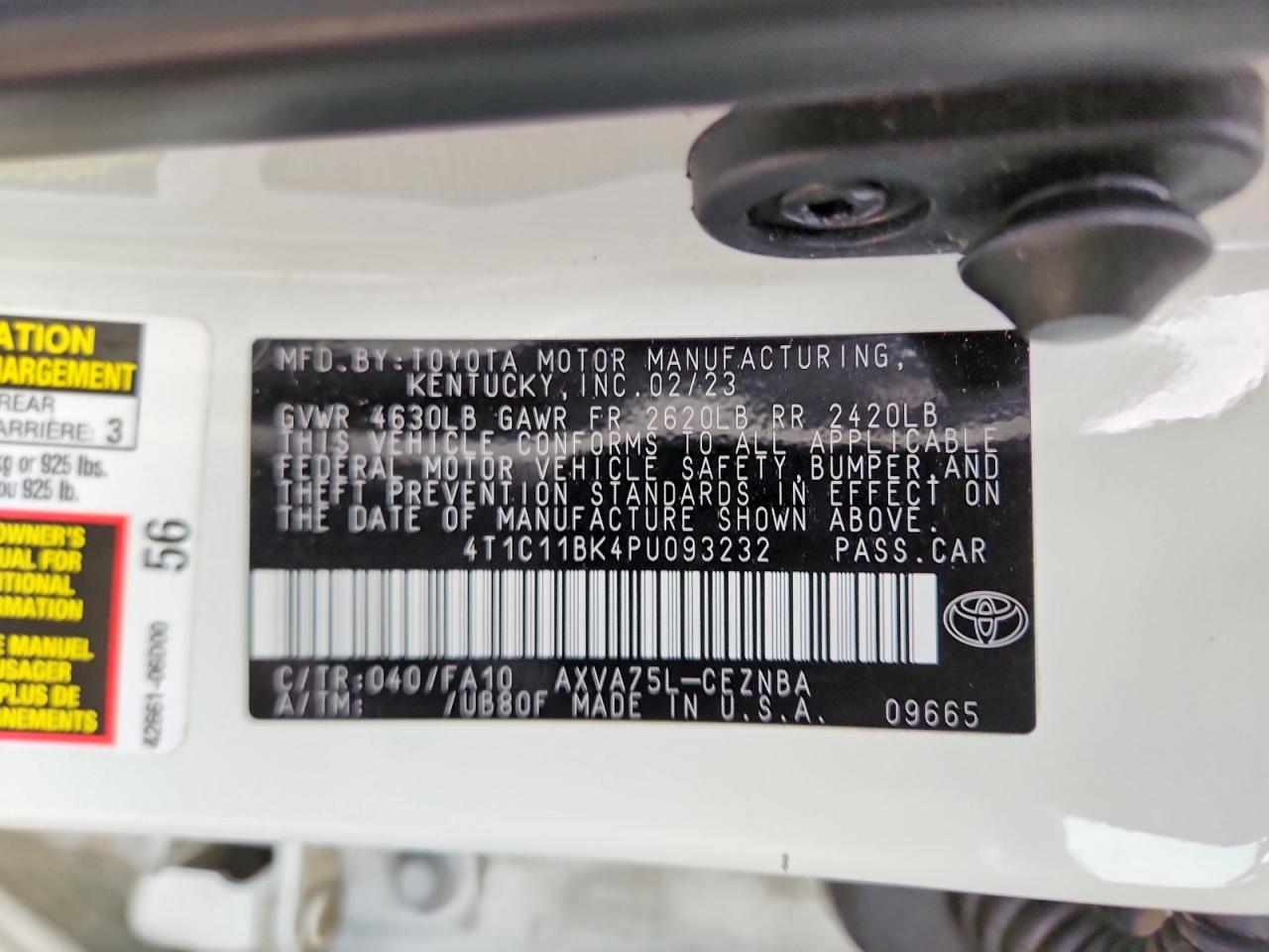 2023 TOYOTA CAMRY LE photo 12