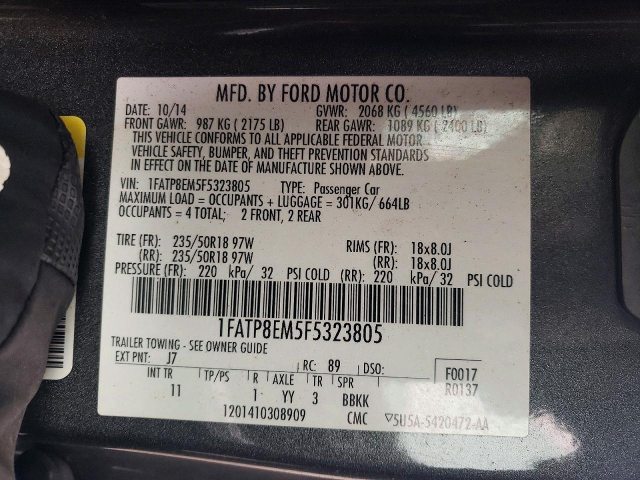 2015 FORD MUSTANG photo 12