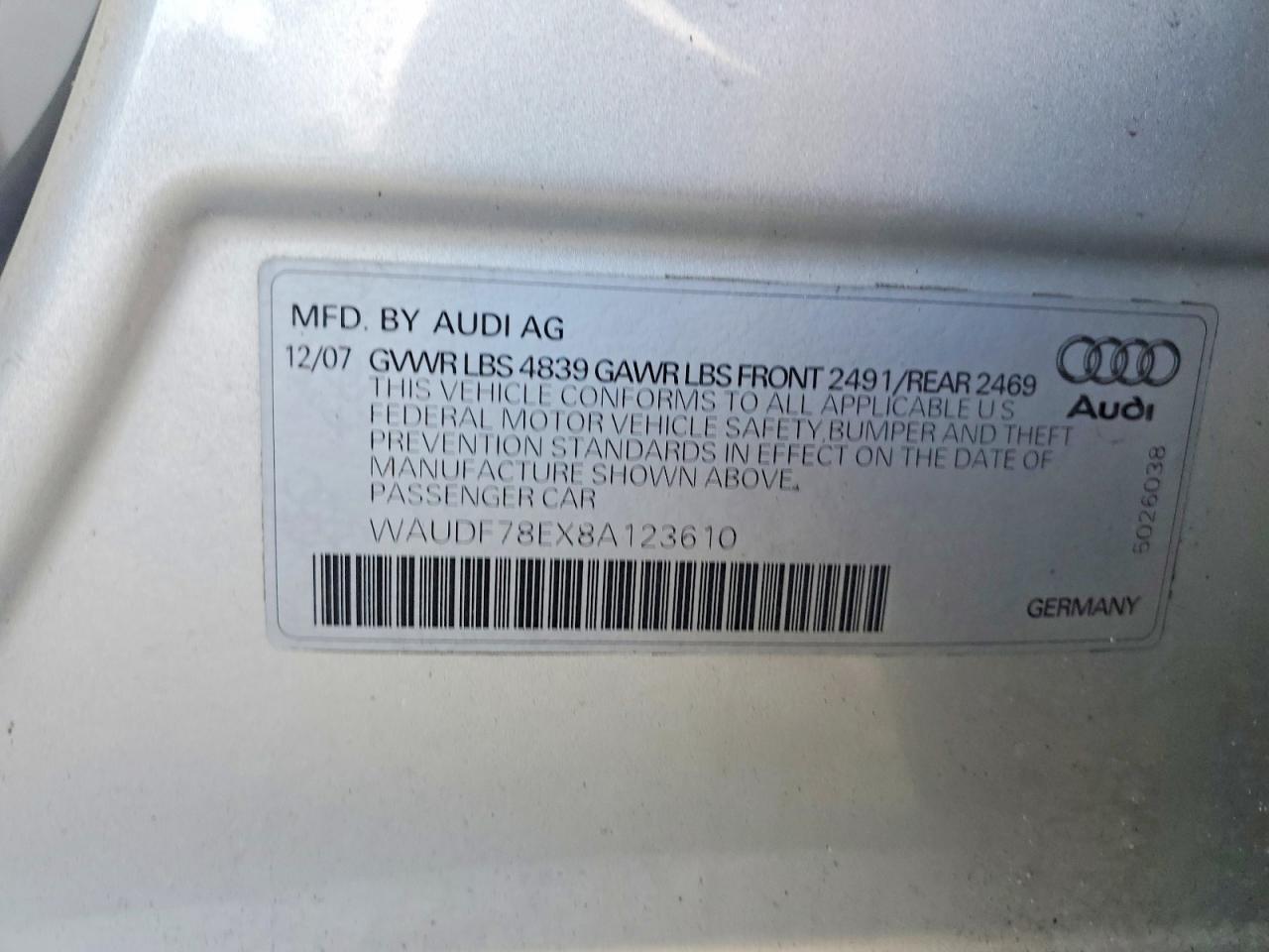 2008 AUDI A4 2.0T QUATTRO photo 12
