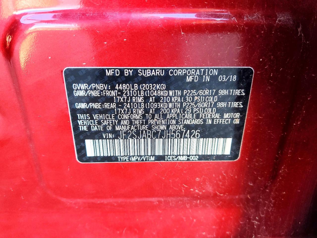 2018 SUBARU FORESTER 2.5I photo 12