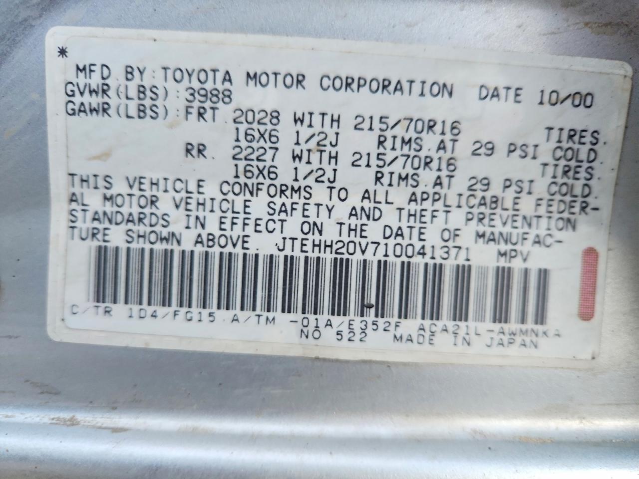 2001 TOYOTA RAV4 photo 14