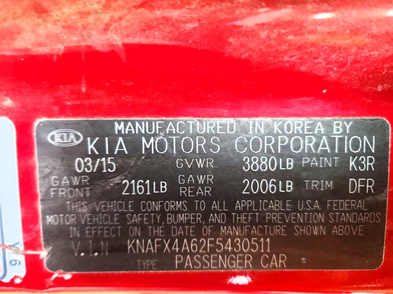 2015 KIA FORTE LX photo 12