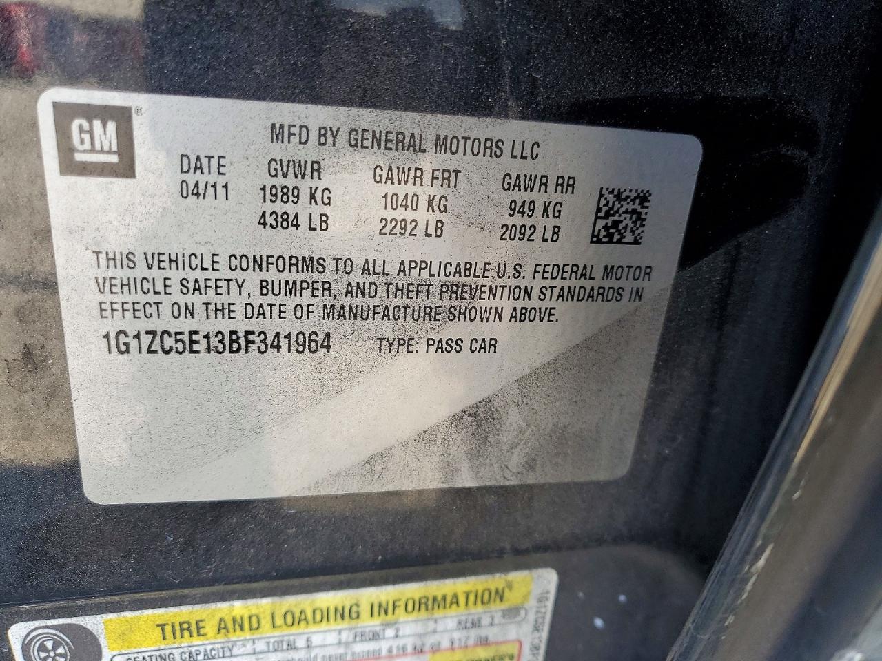 2011 CHEVROLET MALIBU 1LT photo 12