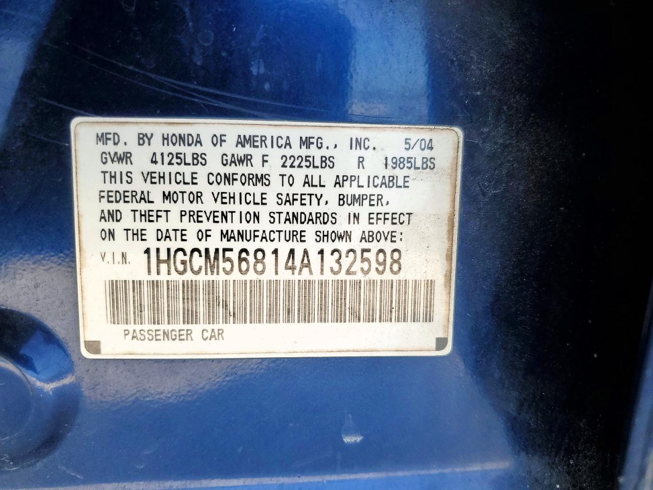 2004 HONDA ACCORD EX photo 12