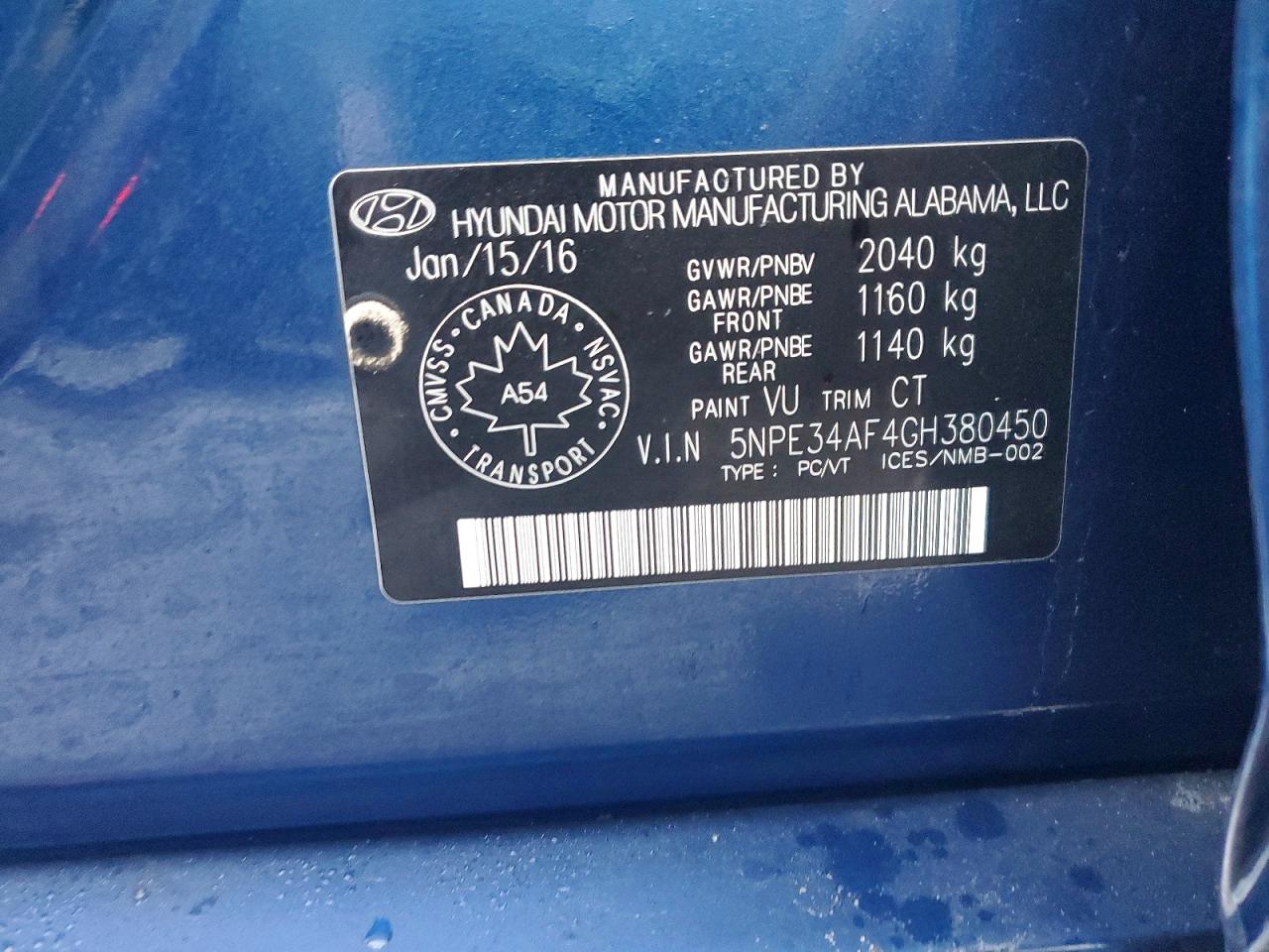 2016 HYUNDAI SONATA SPORT photo 12
