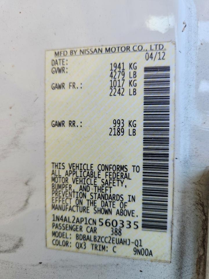 2012 NISSAN ALTIMA BASE photo 12