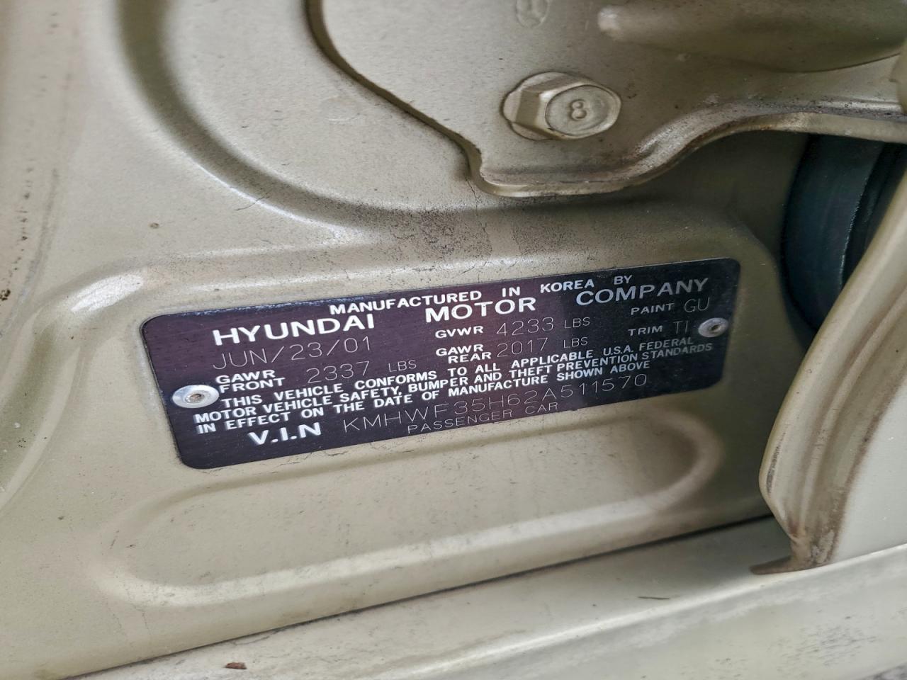 2002 HYUNDAI SONATA GLS photo 12