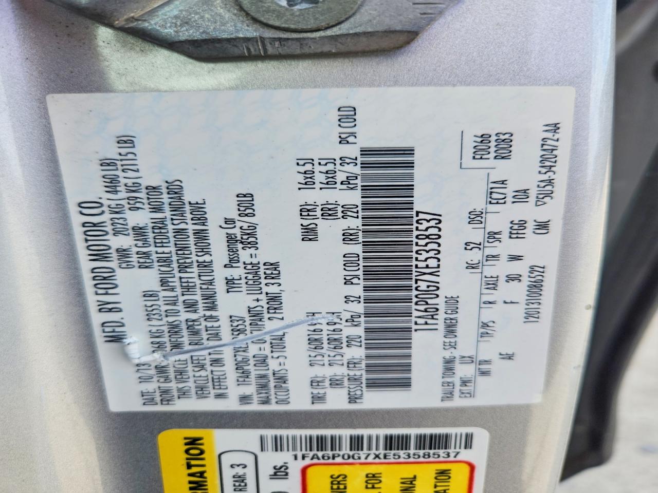 2014 FORD FUSION S photo 12
