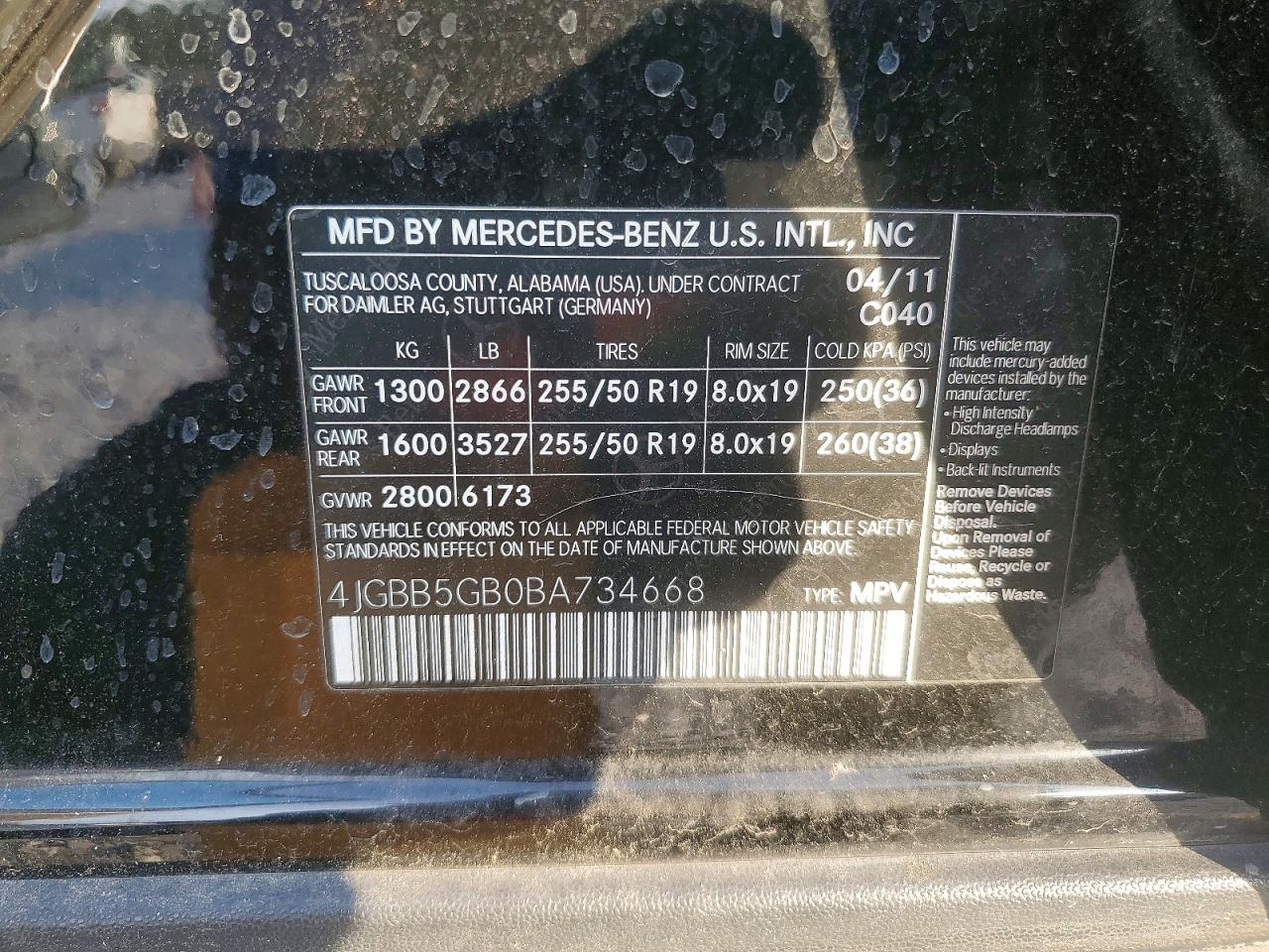 2011 MERCEDES-BENZ ML 350 photo 14