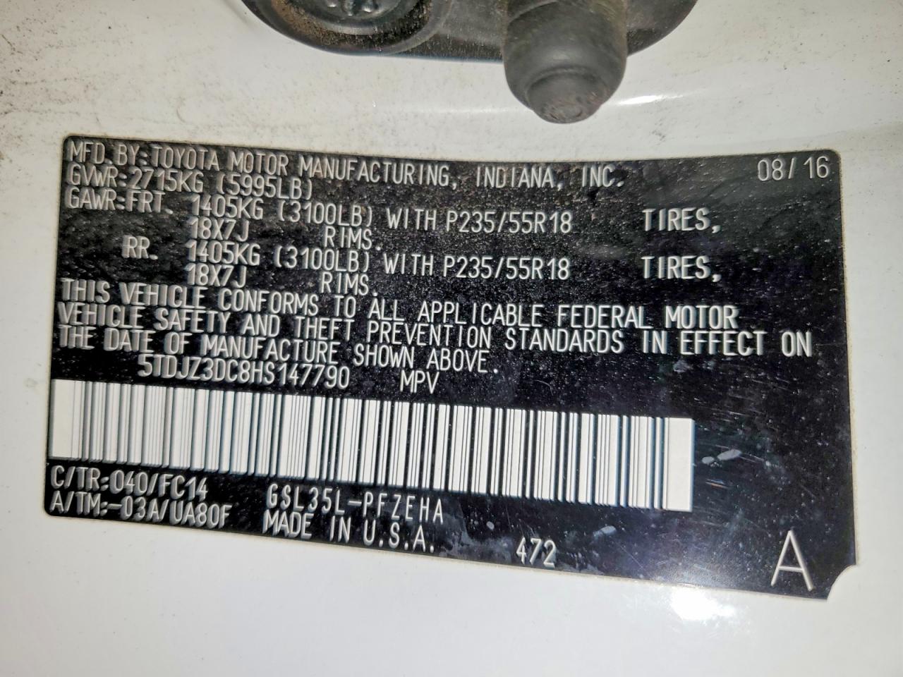 2017 TOYOTA SIENNA LE photo 13