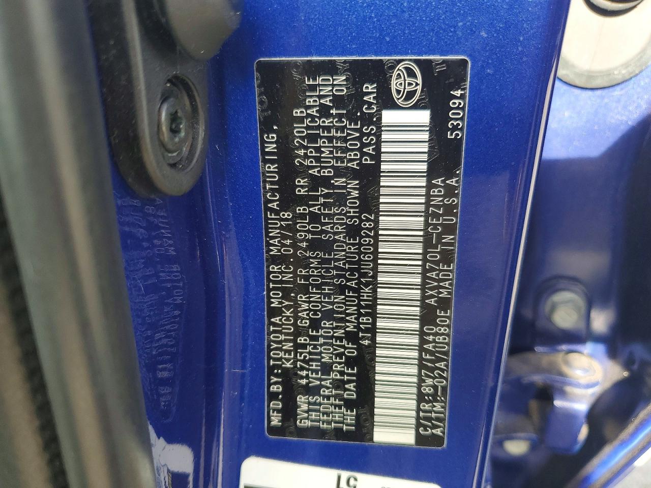 2018 TOYOTA CAMRY L photo 12