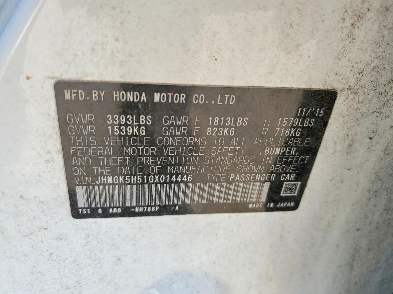 2016 HONDA FIT LX photo 12