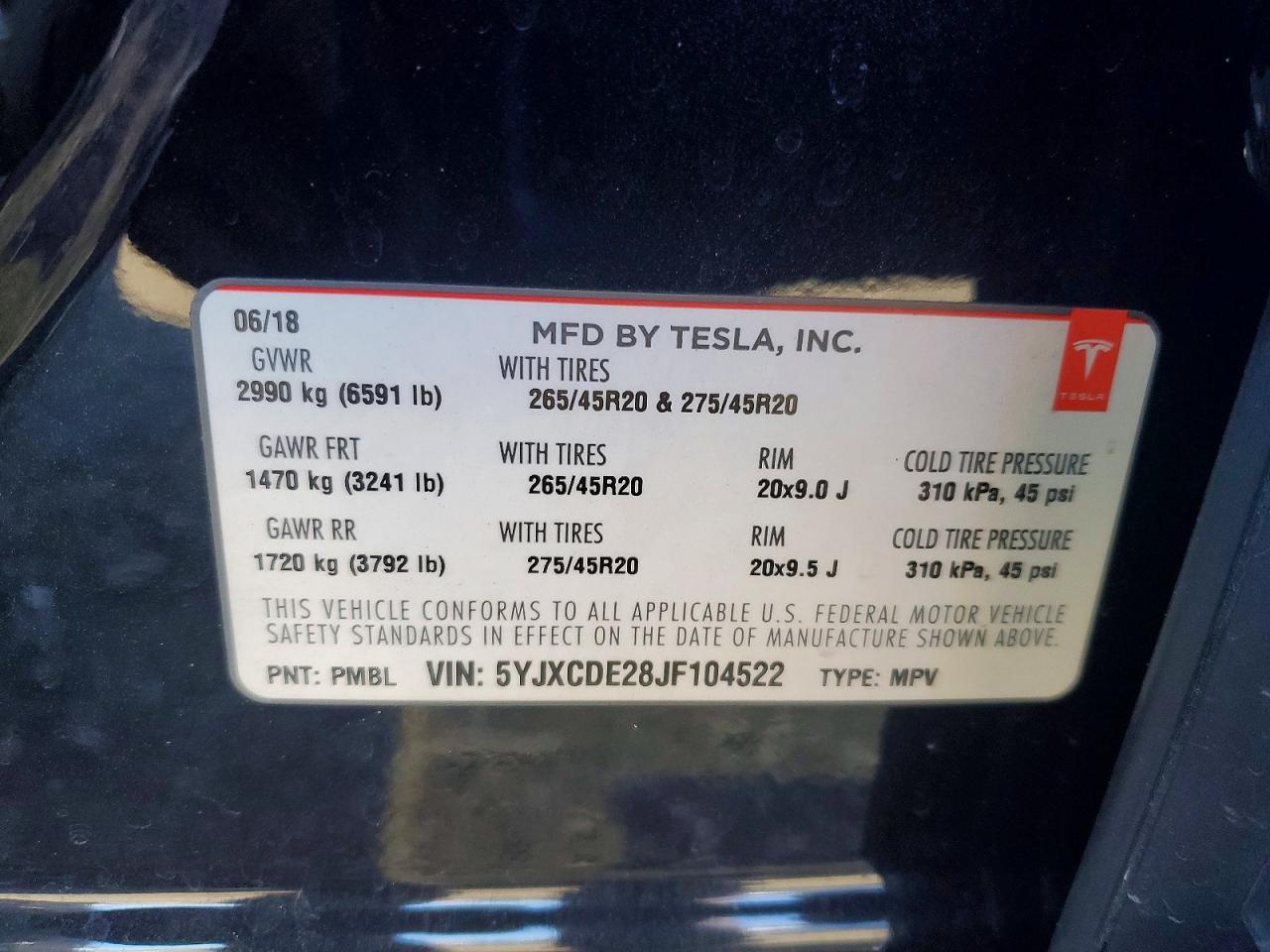 2018 TESLA MODEL X photo 12