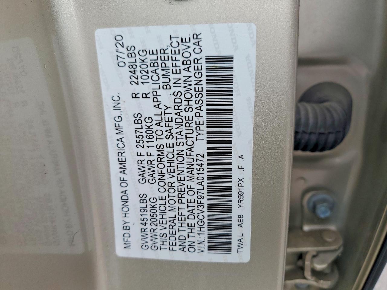 2020 HONDA ACCORD TOURING HYBRID photo 12