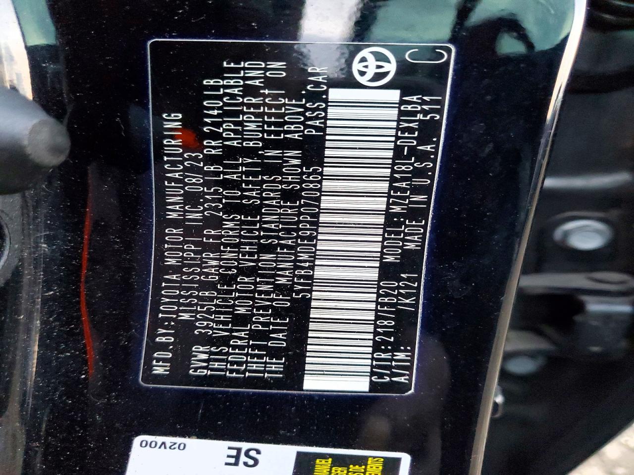 2023 TOYOTA COROLLA LE photo 12
