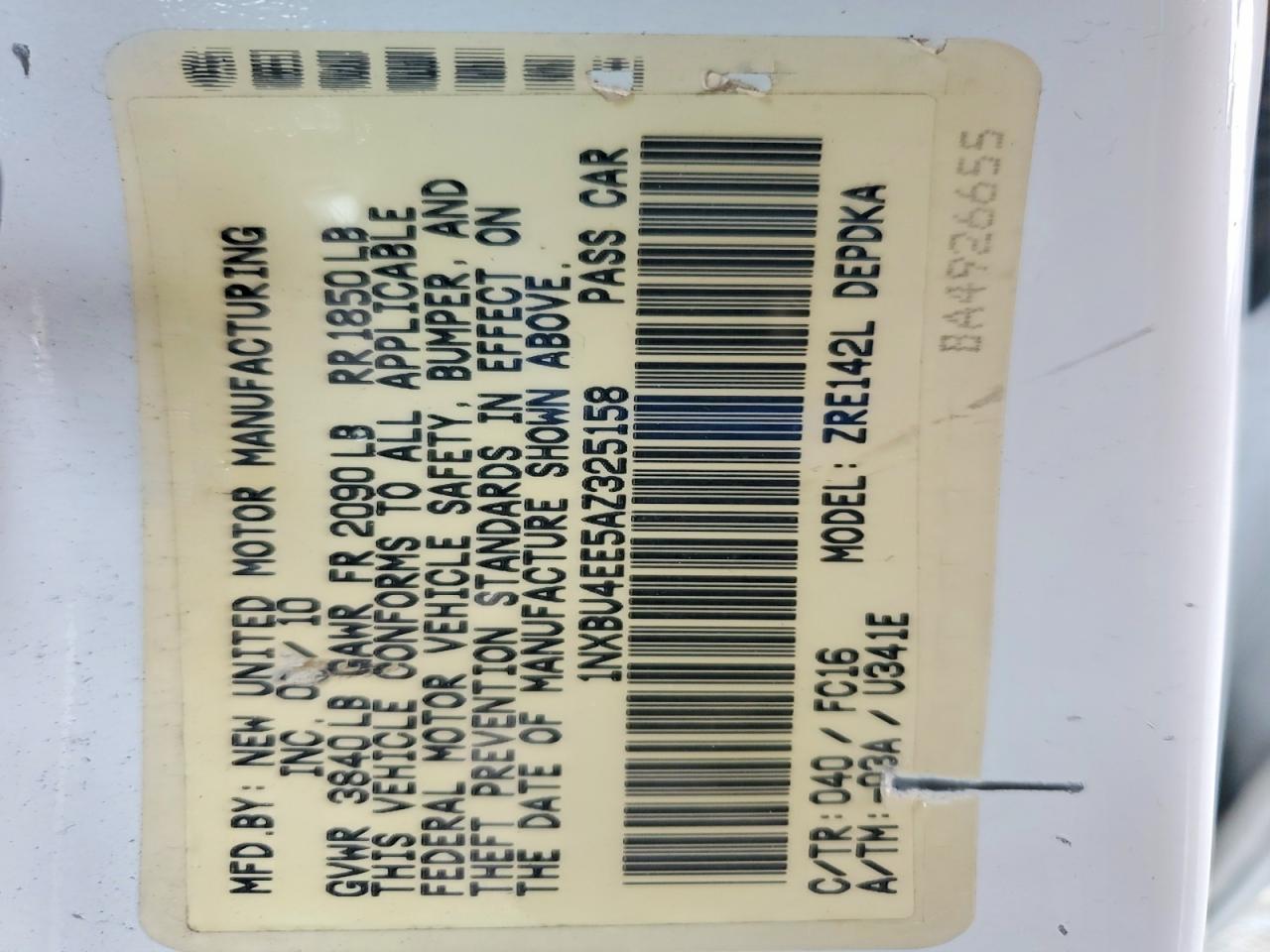 2010 TOYOTA COROLLA BASE photo 12