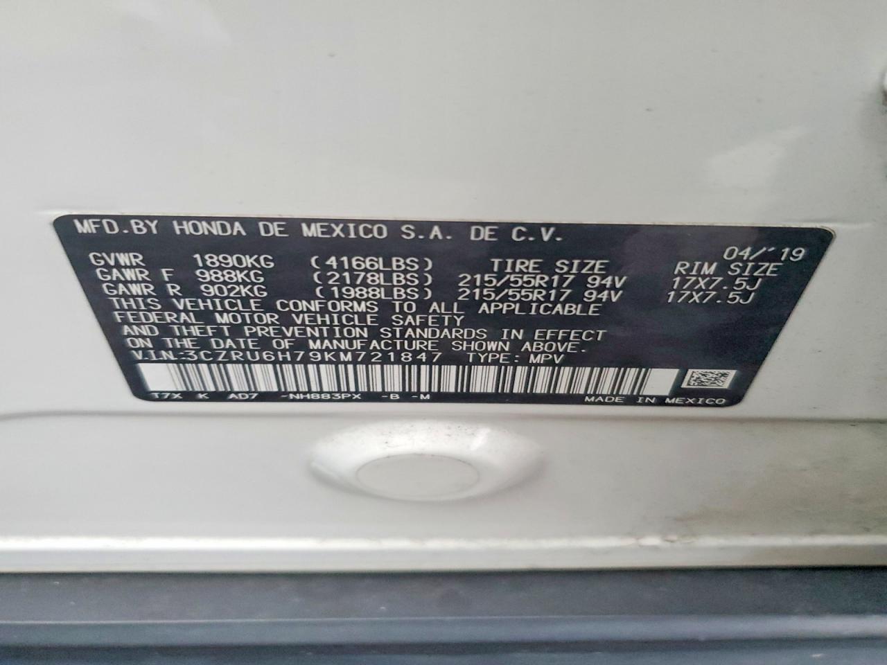 2019 HONDA HR-V EXL photo 13