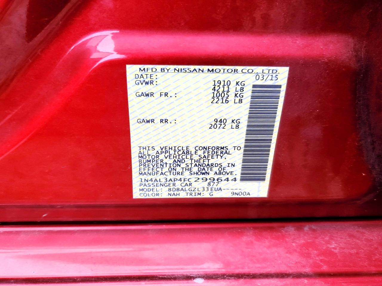 2015 NISSAN ALTIMA 2.5 photo 12