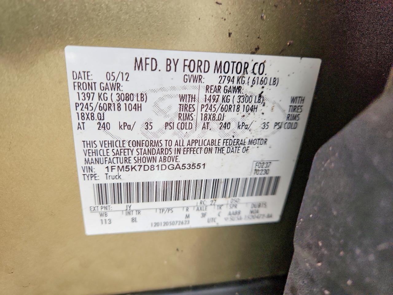 2013 FORD EXPLORER XLT photo 13