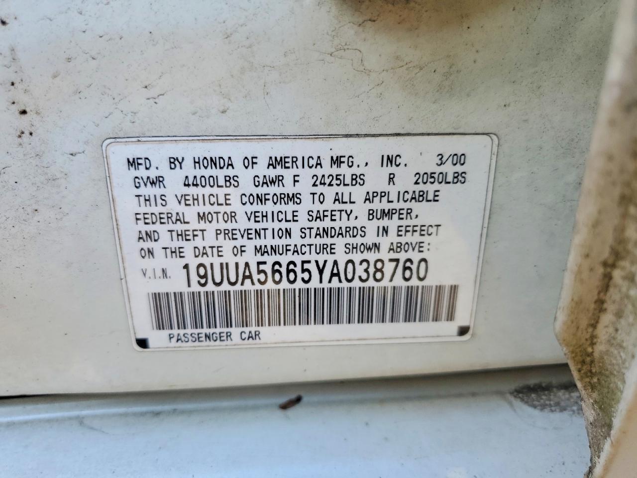 2000 ACURA 3.2TL photo 12
