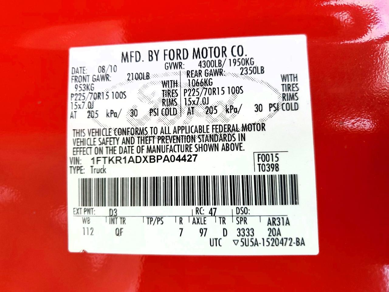 2011 FORD RANGER photo 12