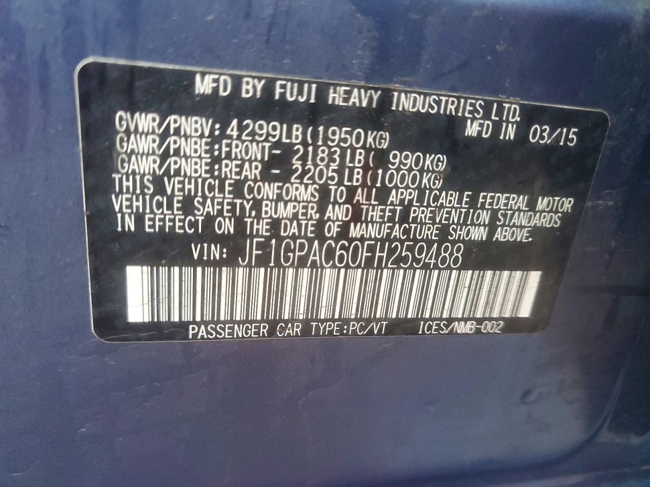 2015 SUBARU IMPREZA PREMIUM photo 12