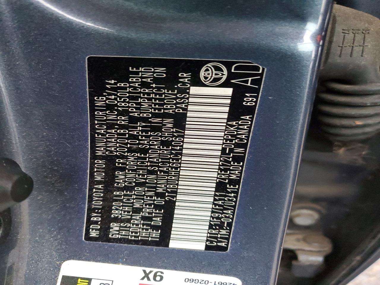 2014 TOYOTA COROLLA L photo 12