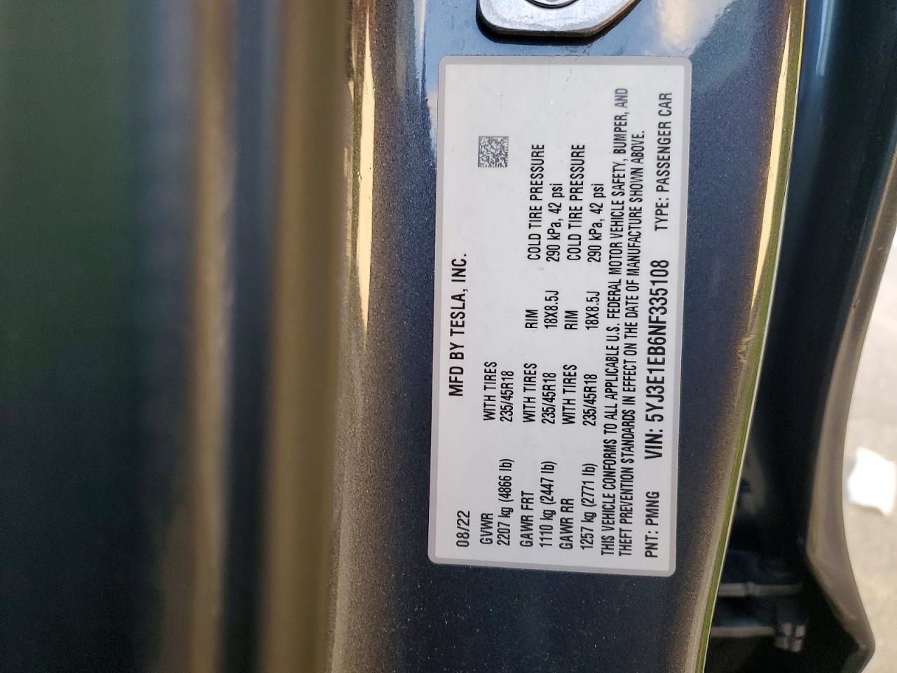 2022 TESLA MODEL 3 photo 12