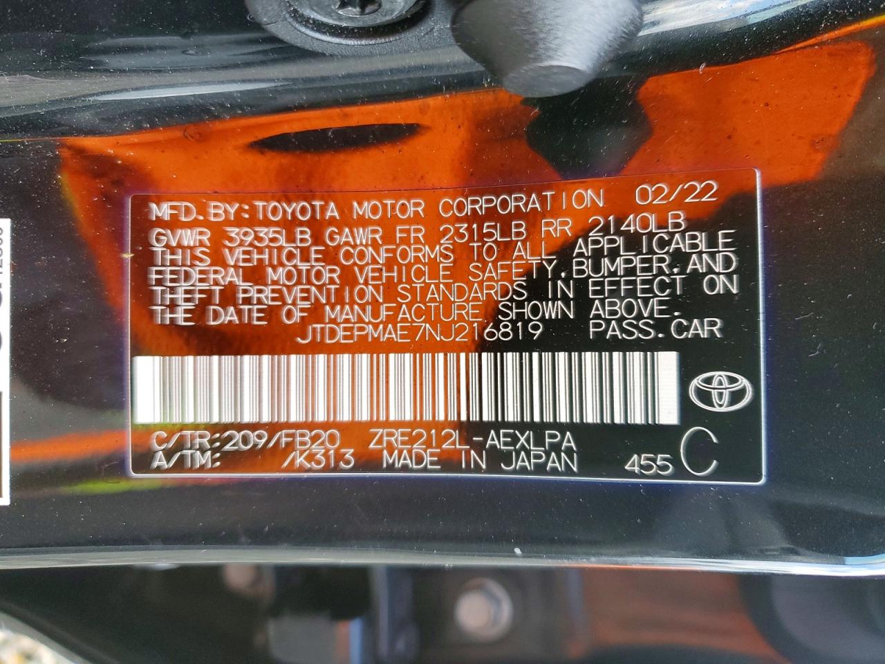 2022 TOYOTA COROLLA LE photo 23
