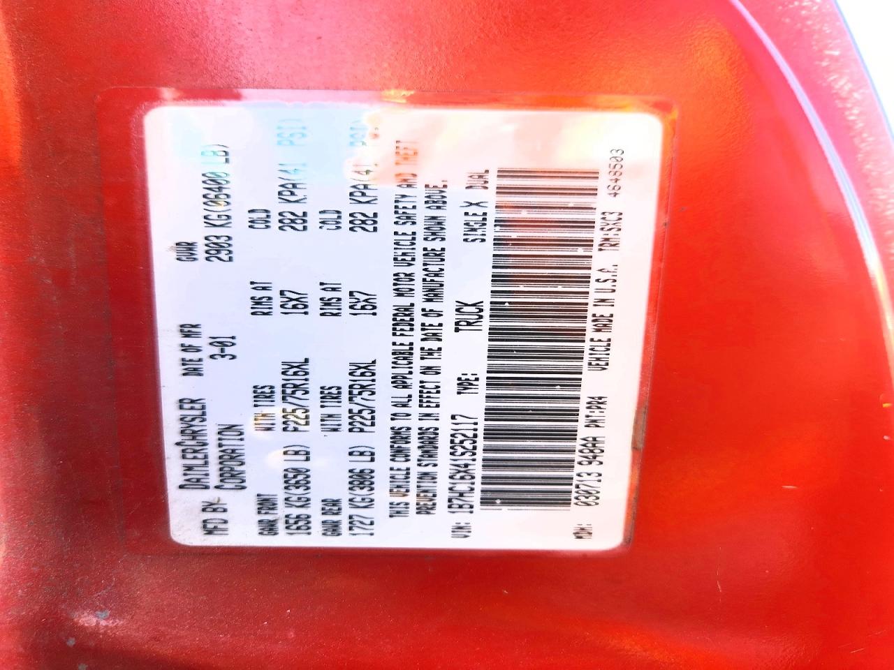 2001 DODGE RAM 1500 photo 12