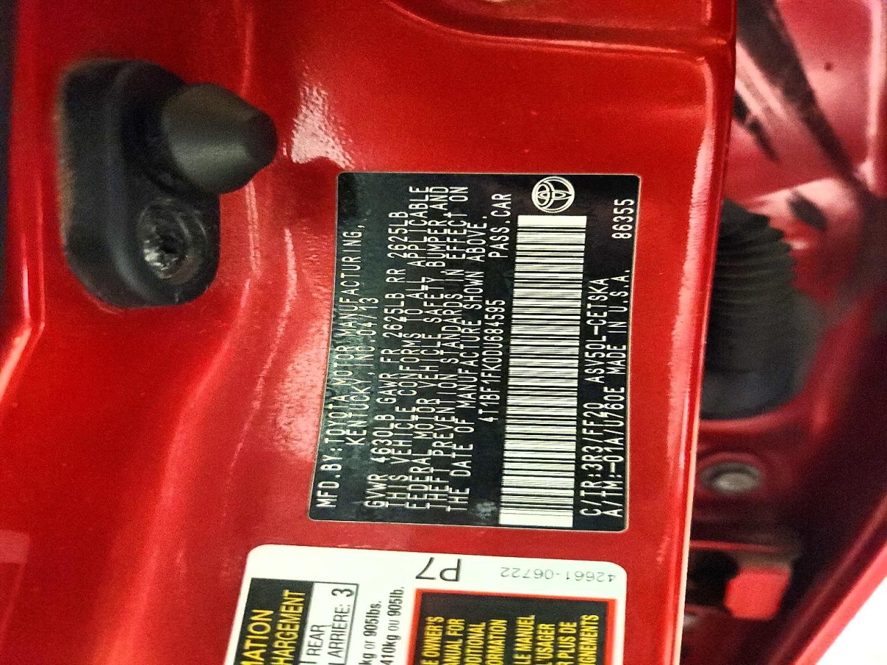2013 TOYOTA CAMRY photo 12