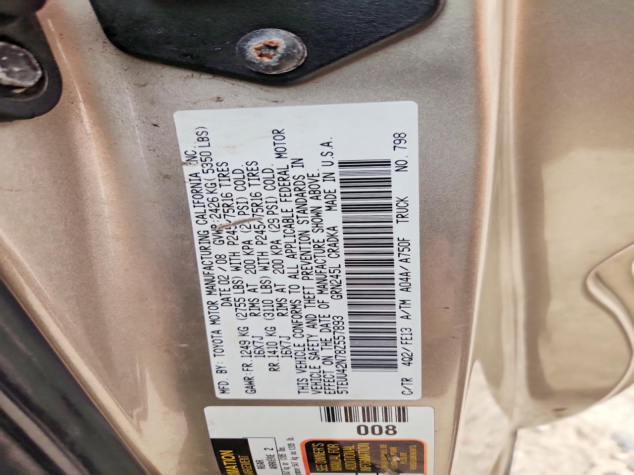 2008 TOYOTA TACOMA ACCESS CAB photo 12