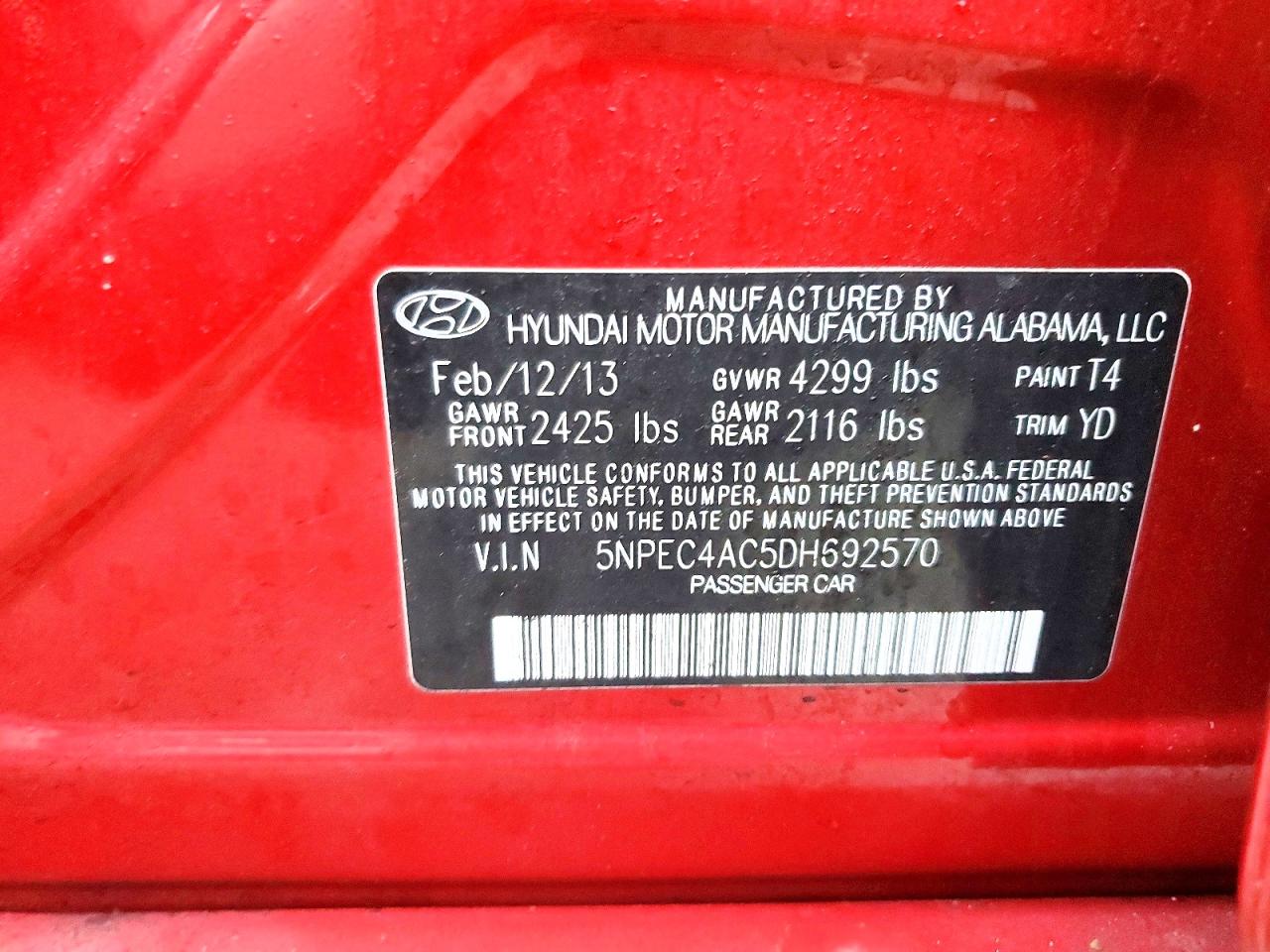 2013 HYUNDAI SONATA SE photo 13