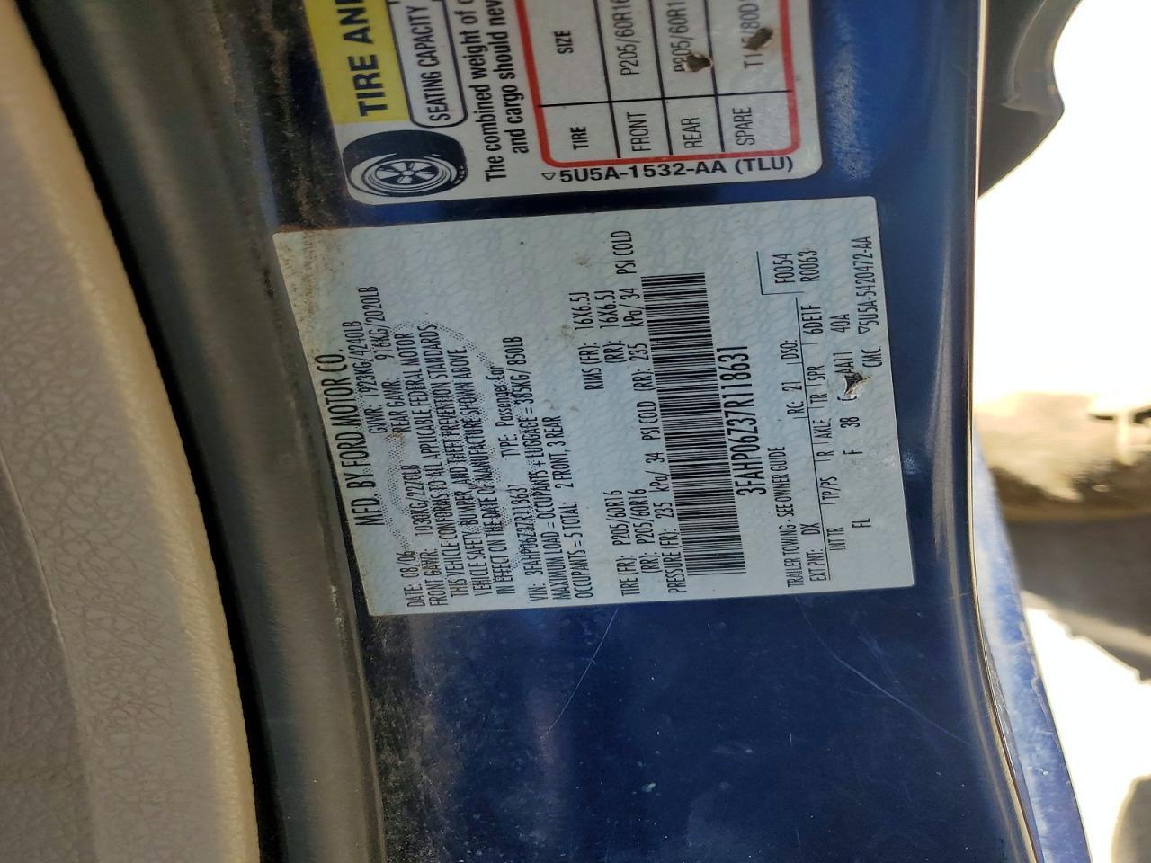 2007 FORD FUSION S photo 12