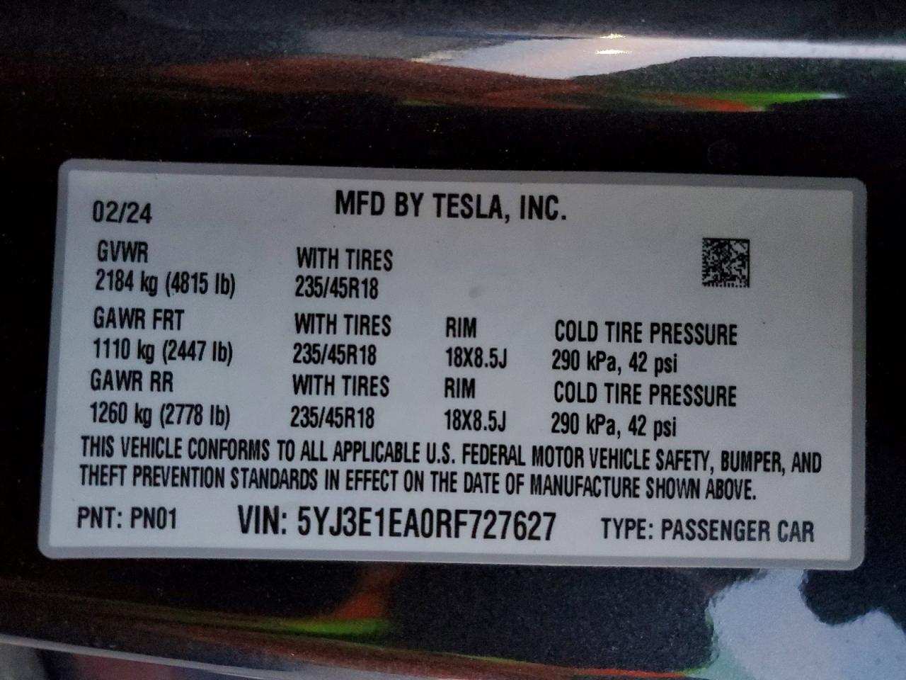2024 TESLA MODEL 3 photo 13