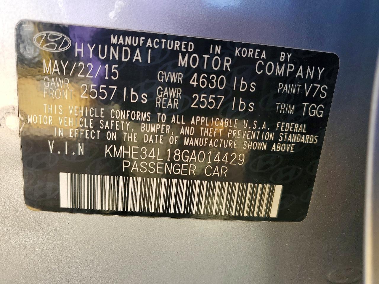 2016 HYUNDAI SONATA HYBRID photo 12