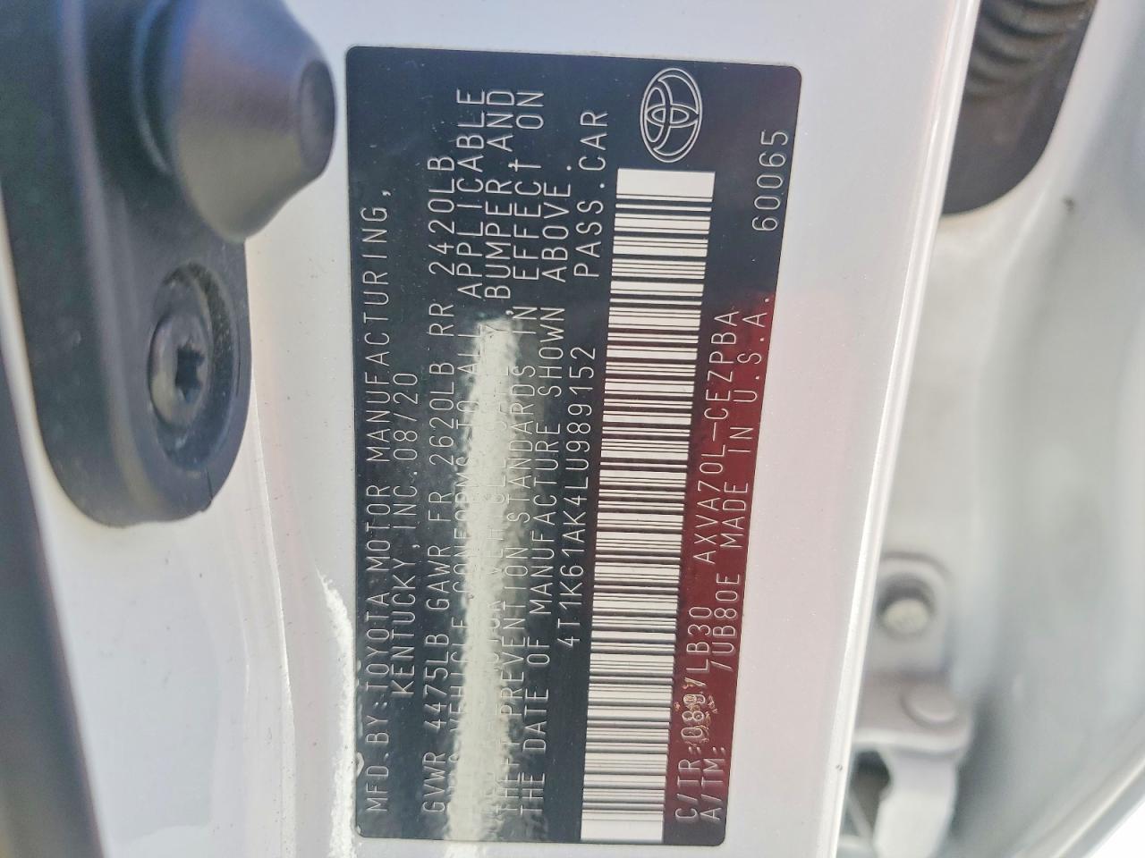 2020 TOYOTA CAMRY XSE photo 12