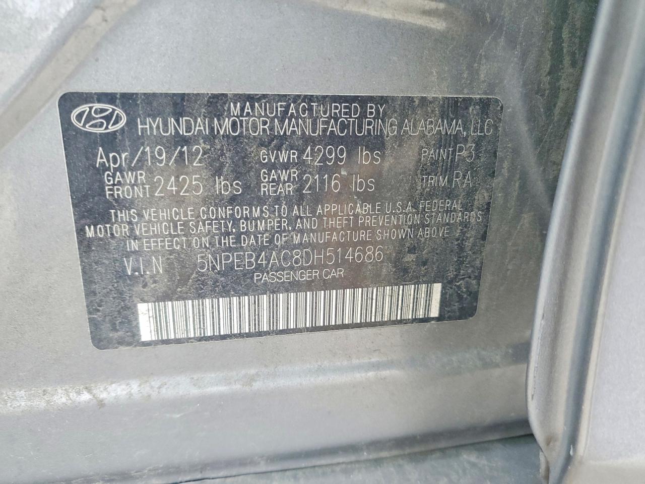 2013 HYUNDAI SONATA GLS photo 12