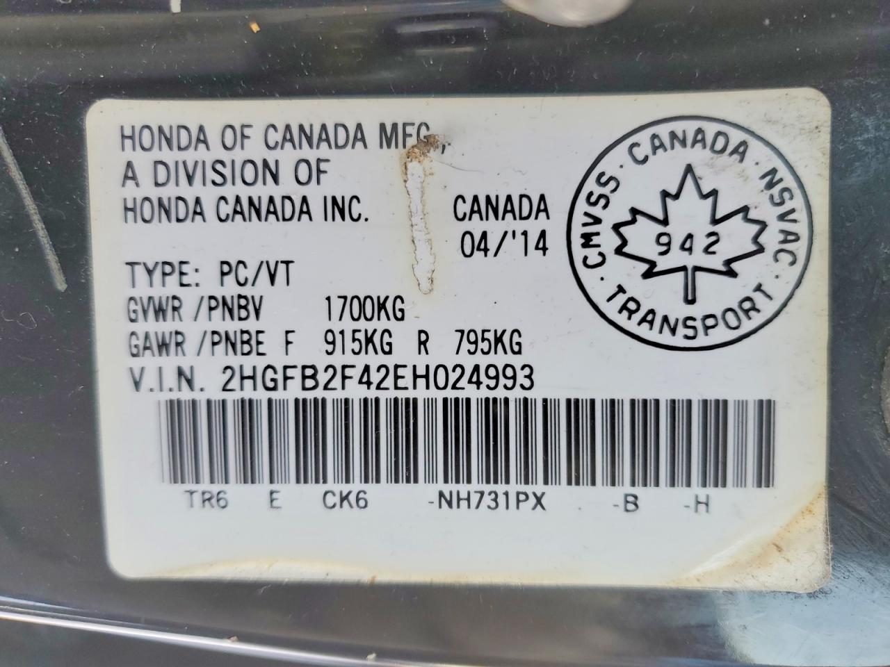 2014 HONDA CIVIC LX photo 13