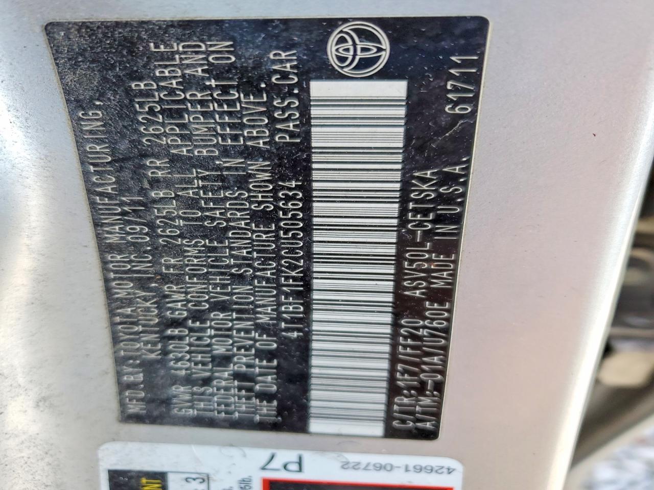 2012 TOYOTA CAMRY BASE photo 13