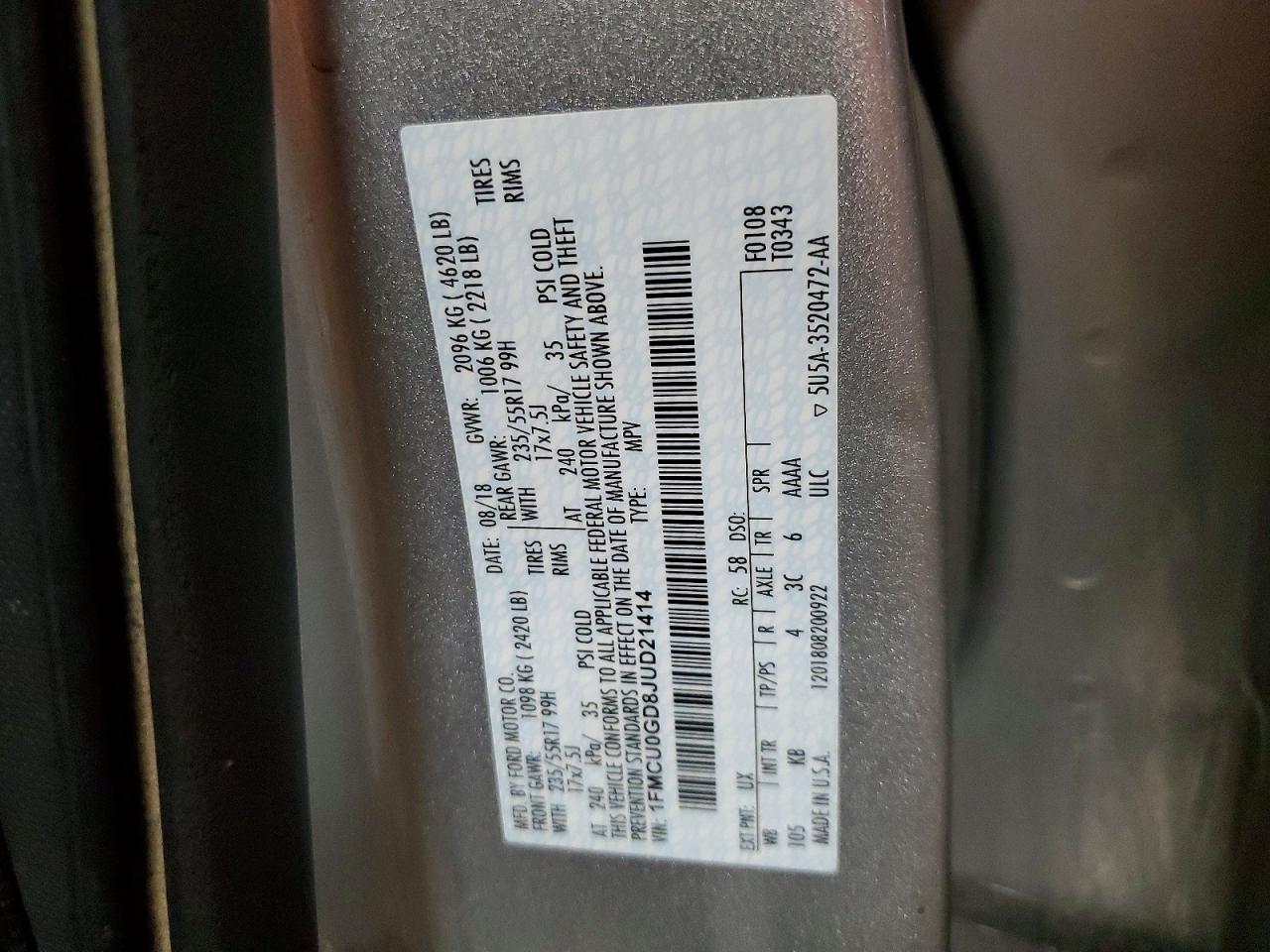 2018 FORD ESCAPE SE photo 12