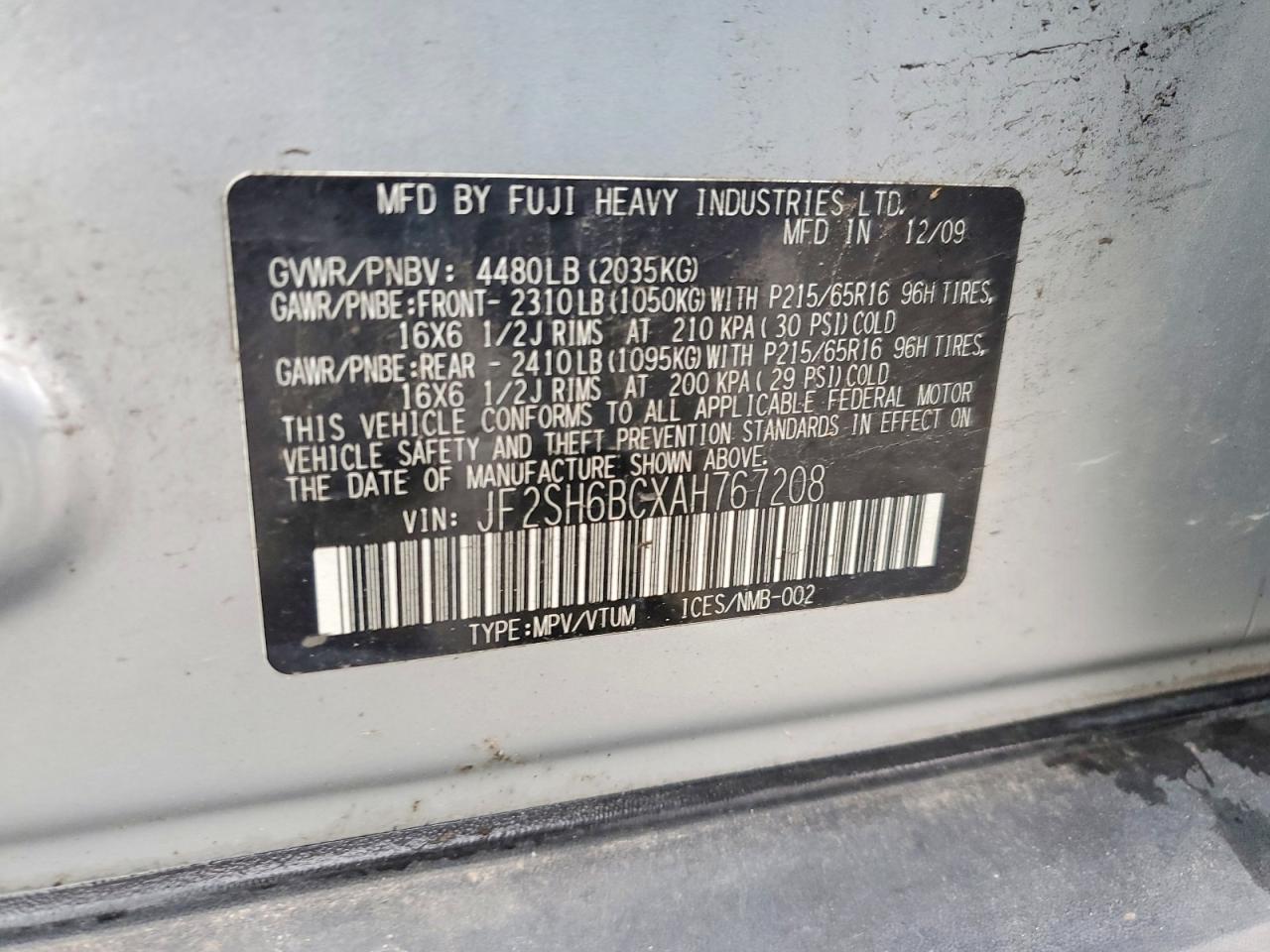 2010 SUBARU FORESTER XS photo 13