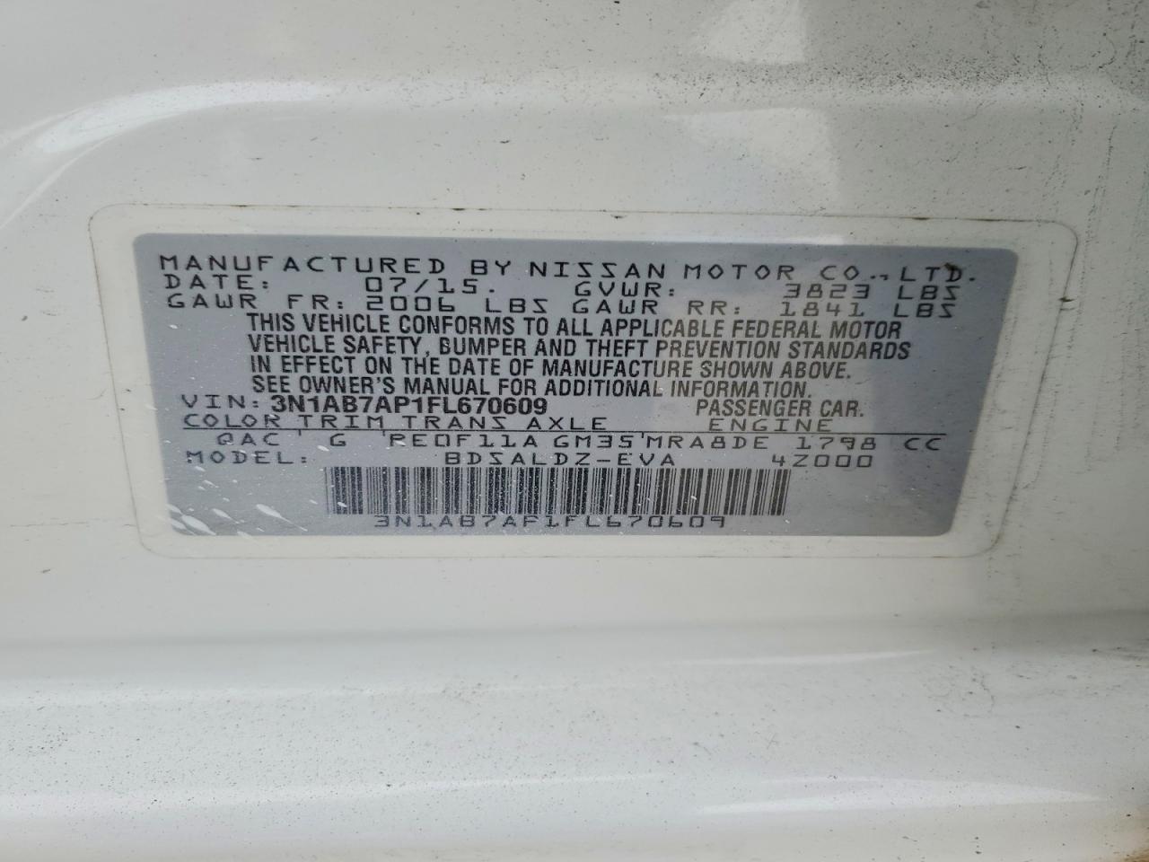 2015 NISSAN SENTRA S photo 13
