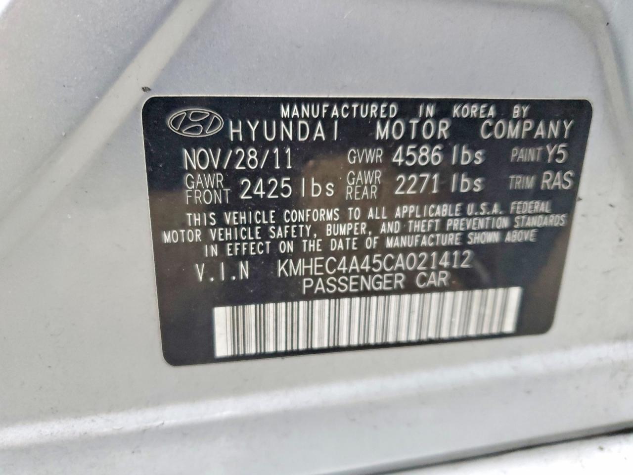 2012 HYUNDAI SONATA HYBRID photo 12