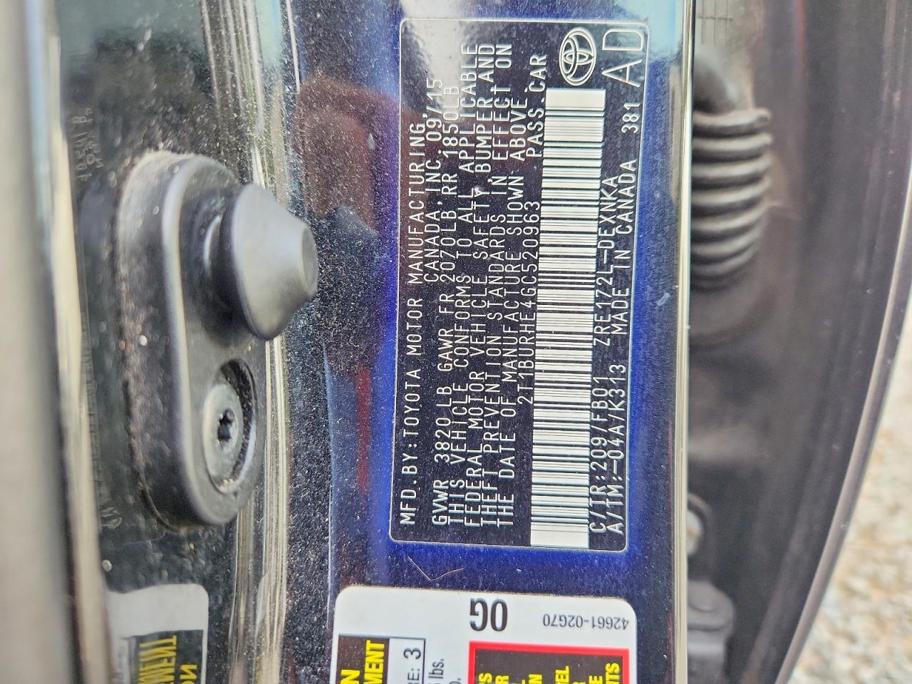 2016 TOYOTA COROLLA L photo 13