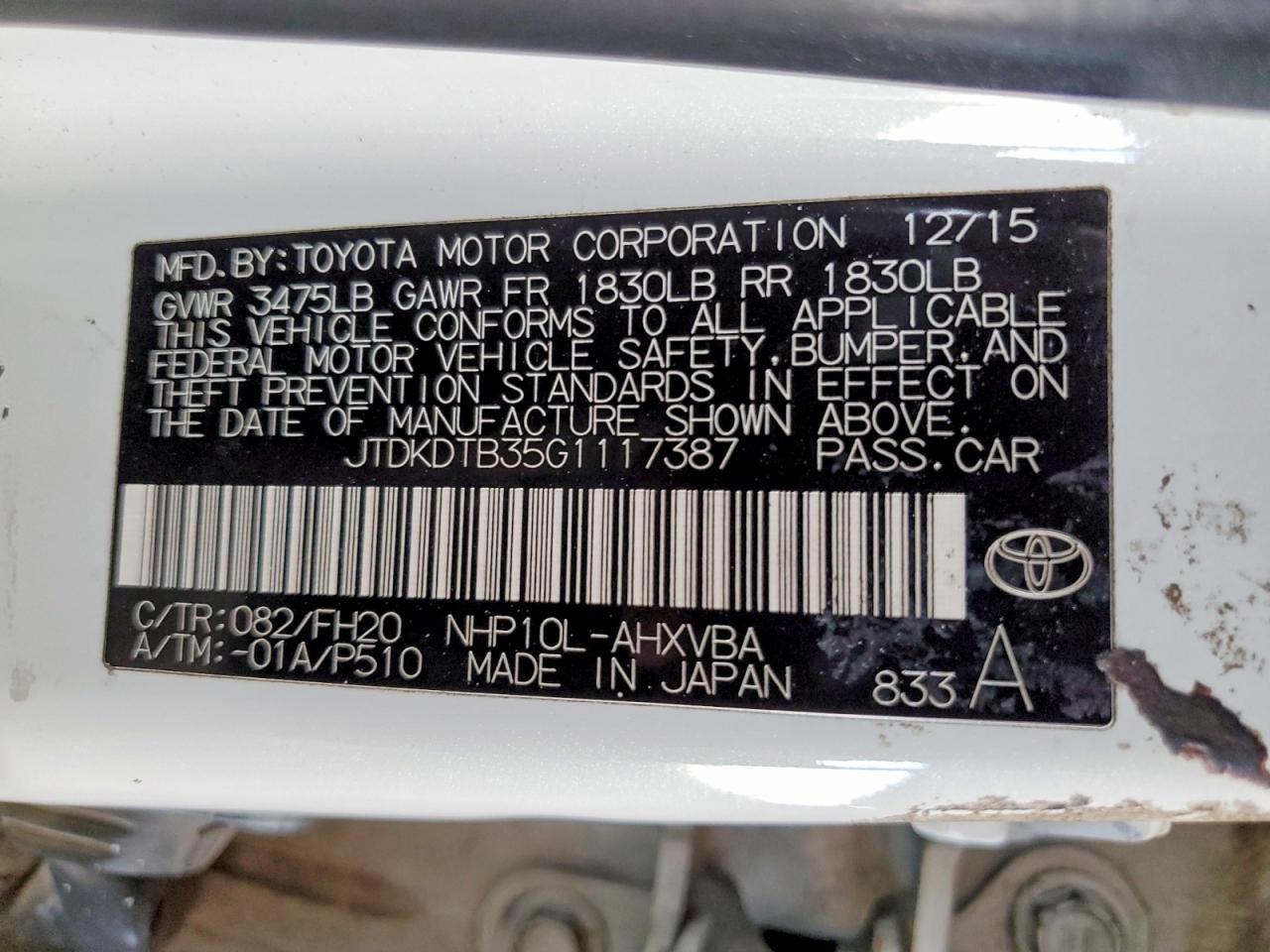 2016 TOYOTA PRIUS C photo 12